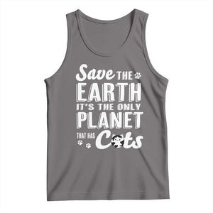 Earth Day Cat Lover Tank Top Save Earth Its The Only Planet With Cats TS12 Deep Heather Print Your Wear