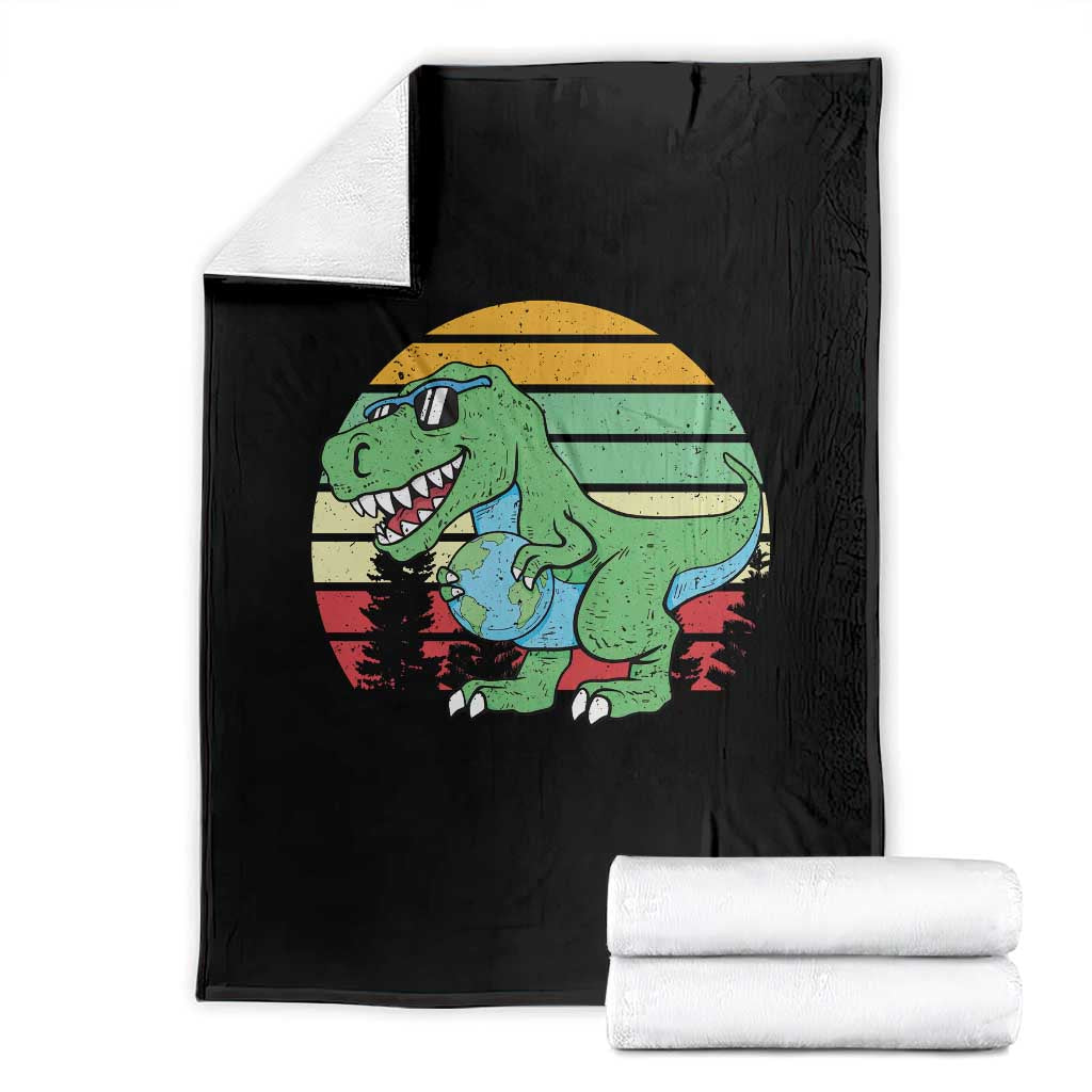 Funny Earth Day Dinosaur Lover Throw Blanket Save The Planet TS12 Black Print Your Wear