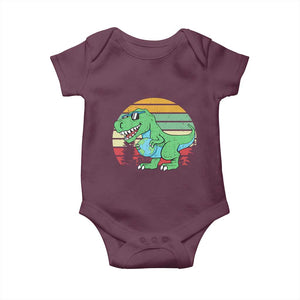 Funny Earth Day Dinosaur Lover Baby Onesie Save The Planet TS12 Maroon Print Your Wear