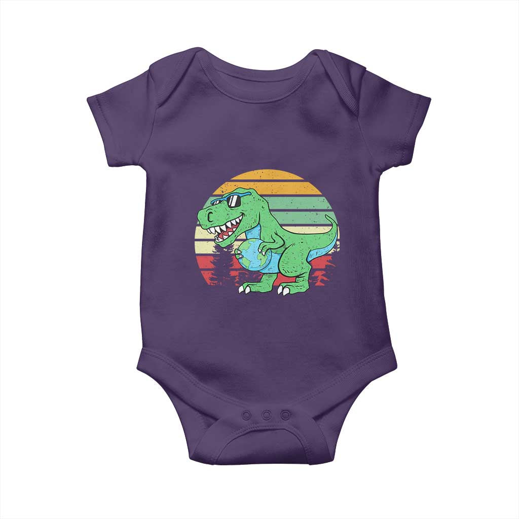 Funny Earth Day Dinosaur Lover Baby Onesie Save The Planet TS12 Purple Print Your Wear