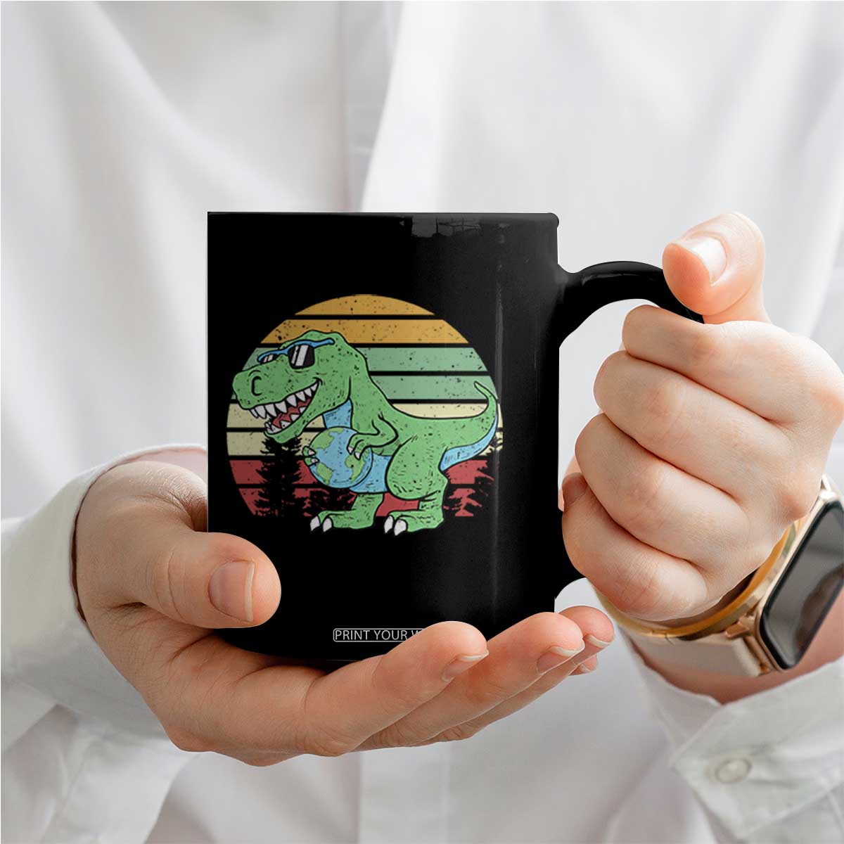 Funny Earth Day Dinosaur Lover Coffee Mug Save The Planet TS12 Print Your Wear