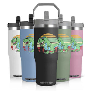 Funny Earth Day Dinosaur Lover Flip Straw Tumbler Save The Planet TS12 Print Your Wear