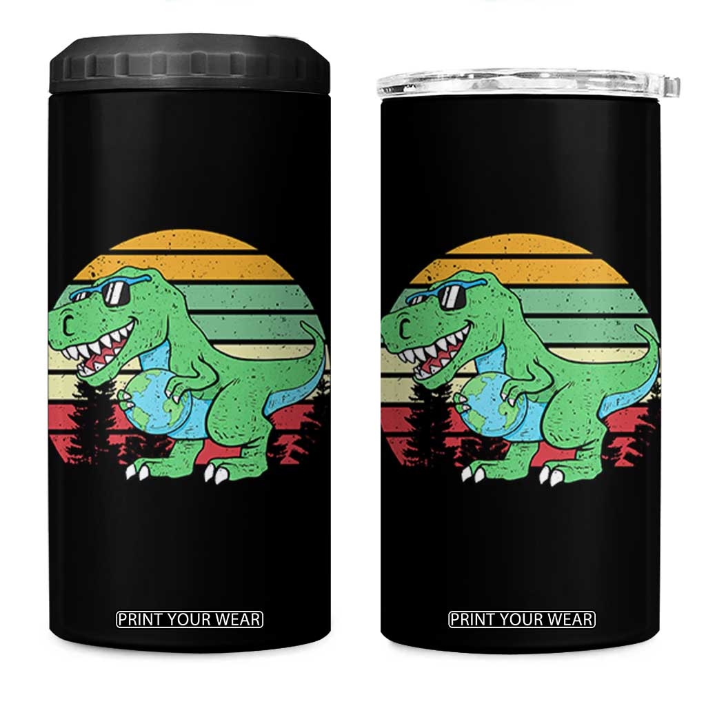 Funny Earth Day Dinosaur Lover 4 in 1 Can Cooler Tumbler Save The Planet TS12 One Size: 16 oz Black Print Your Wear