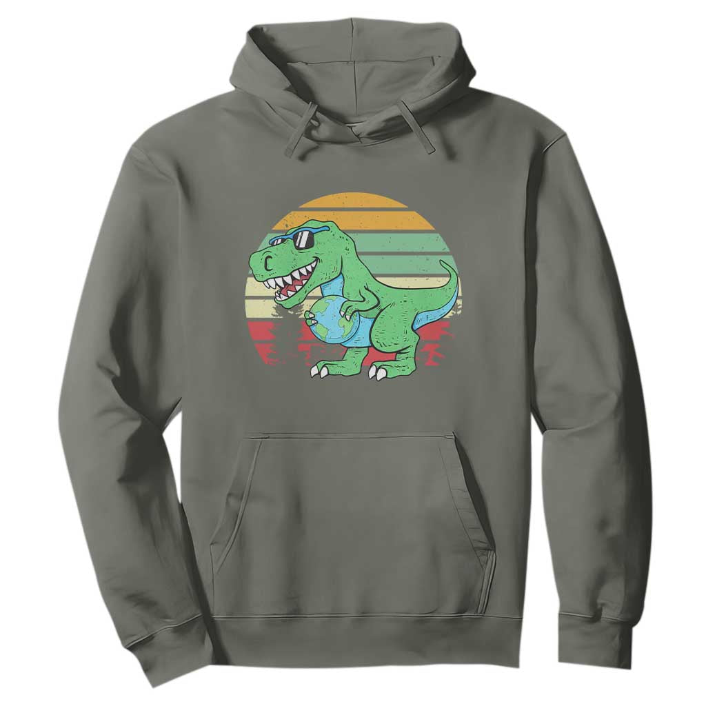 Funny Earth Day Dinosaur Lover Hoodie Save The Planet TS12 Military Green Print Your Wear