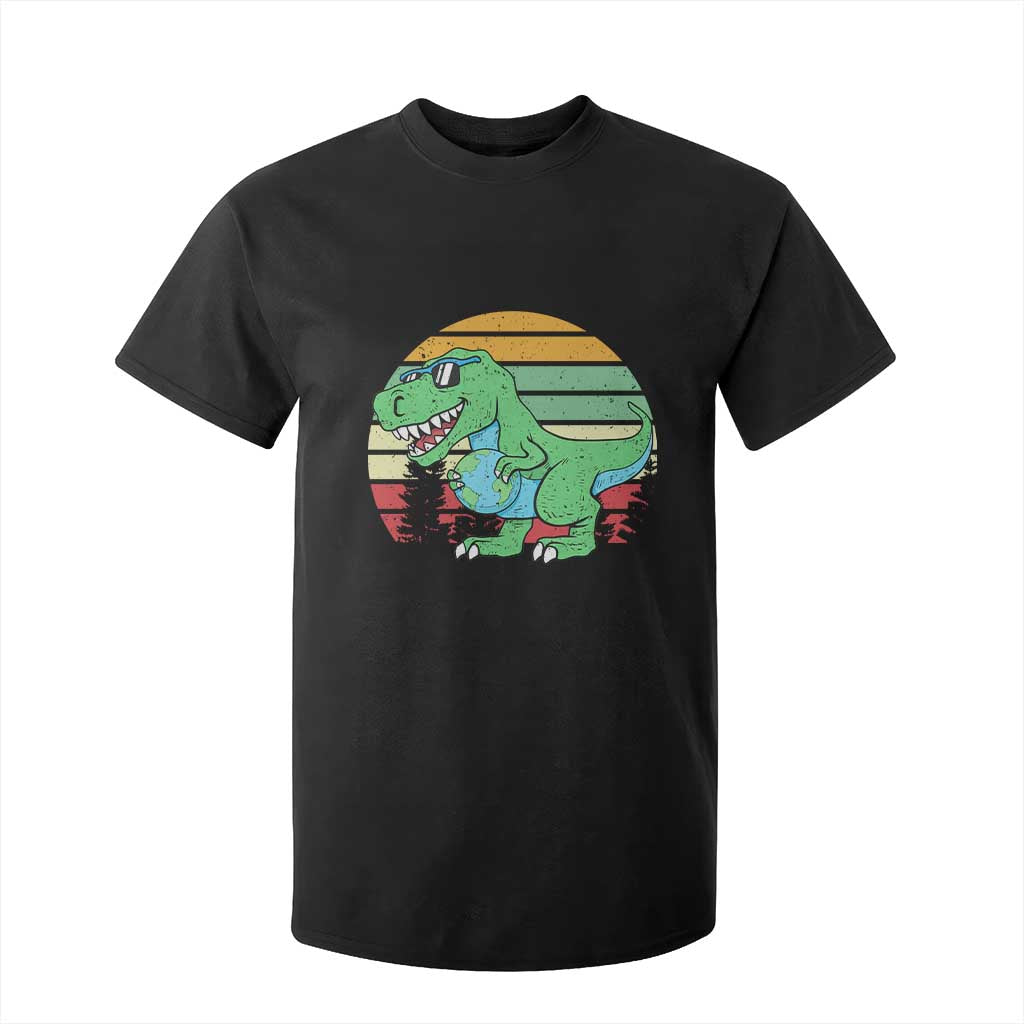 Funny Earth Day Dinosaur Lover T Shirt For Kid Save The Planet TS12 Black Print Your Wear