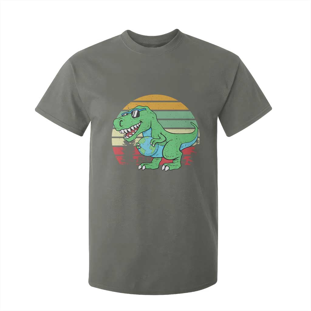 Funny Earth Day Dinosaur Lover T Shirt For Kid Save The Planet TS12 Military Green Print Your Wear