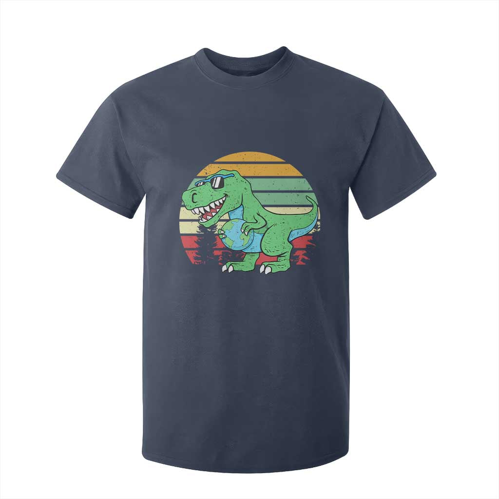 Funny Earth Day Dinosaur Lover T Shirt For Kid Save The Planet TS12 Navy Print Your Wear