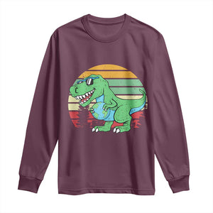 Funny Earth Day Dinosaur Lover Long Sleeve Shirt Save The Planet TS12 Maroon Print Your Wear