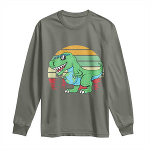 Funny Earth Day Dinosaur Lover Long Sleeve Shirt Save The Planet TS12 Military Green Print Your Wear