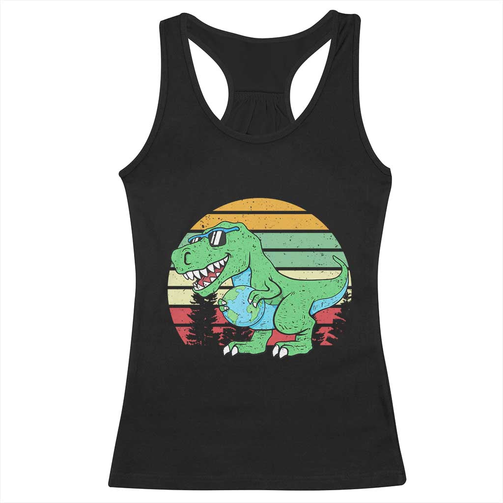 Funny Earth Day Dinosaur Lover Racerback Tank Top Save The Planet TS12 Black Print Your Wear