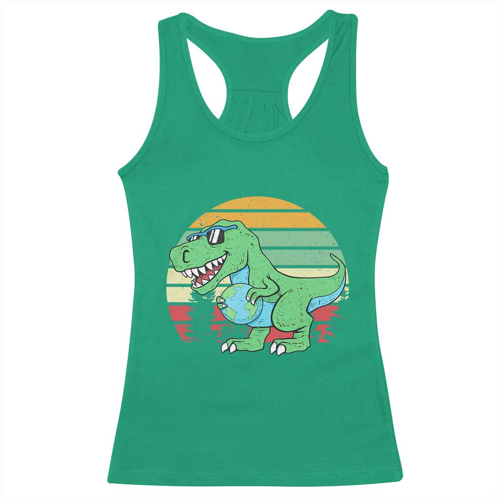 Funny Earth Day Dinosaur Lover Racerback Tank Top Save The Planet TS12 Irish Green Print Your Wear