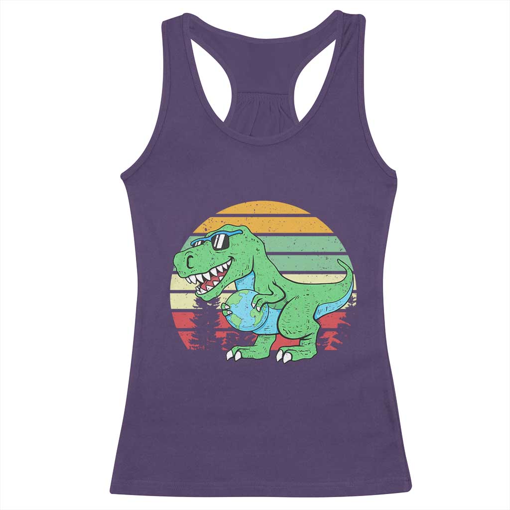 Funny Earth Day Dinosaur Lover Racerback Tank Top Save The Planet TS12 Purple Print Your Wear