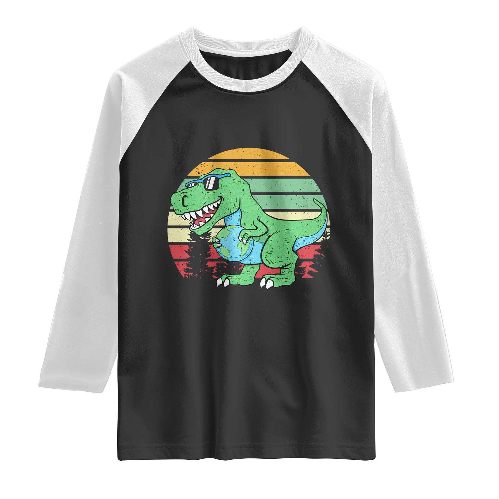Funny Earth Day Dinosaur Lover Raglan Shirt Save The Planet TS12 Black White Print Your Wear