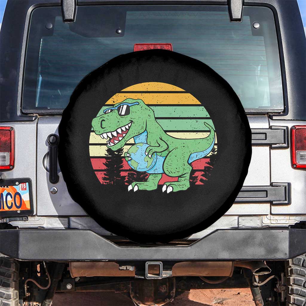 Funny Earth Day Dinosaur Lover Spare Tire Cover Save The Planet TS12 No hole Black Print Your Wear