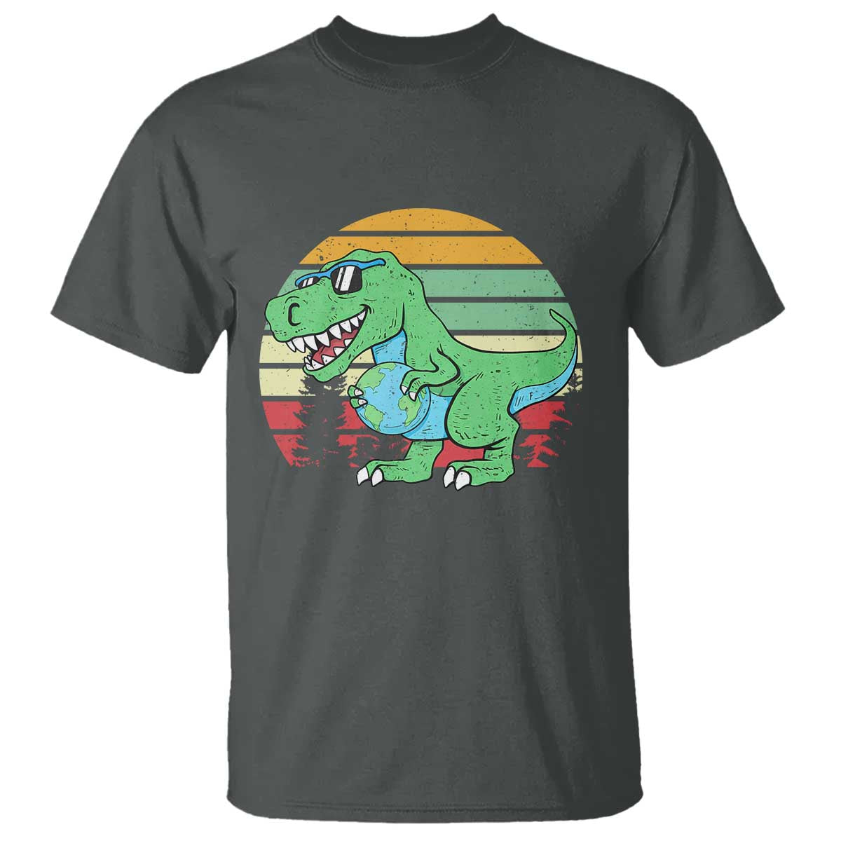 Funny Earth Day Dinosaur Lover T Shirt Save The Planet TS12 Dark Heather Print Your Wear