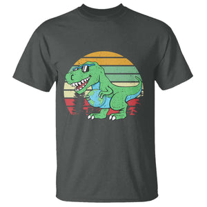 Funny Earth Day Dinosaur Lover T Shirt Save The Planet TS12 Dark Heather Print Your Wear
