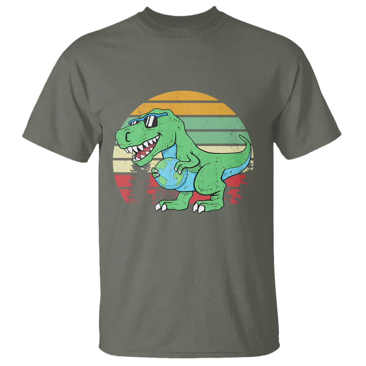 Funny Earth Day Dinosaur Lover T Shirt Save The Planet TS12 Military Green Print Your Wear