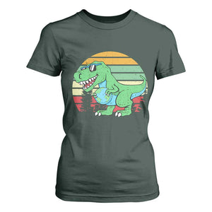 Funny Earth Day Dinosaur Lover T Shirt For Women Save The Planet TS12 Dark Forest Green Print Your Wear