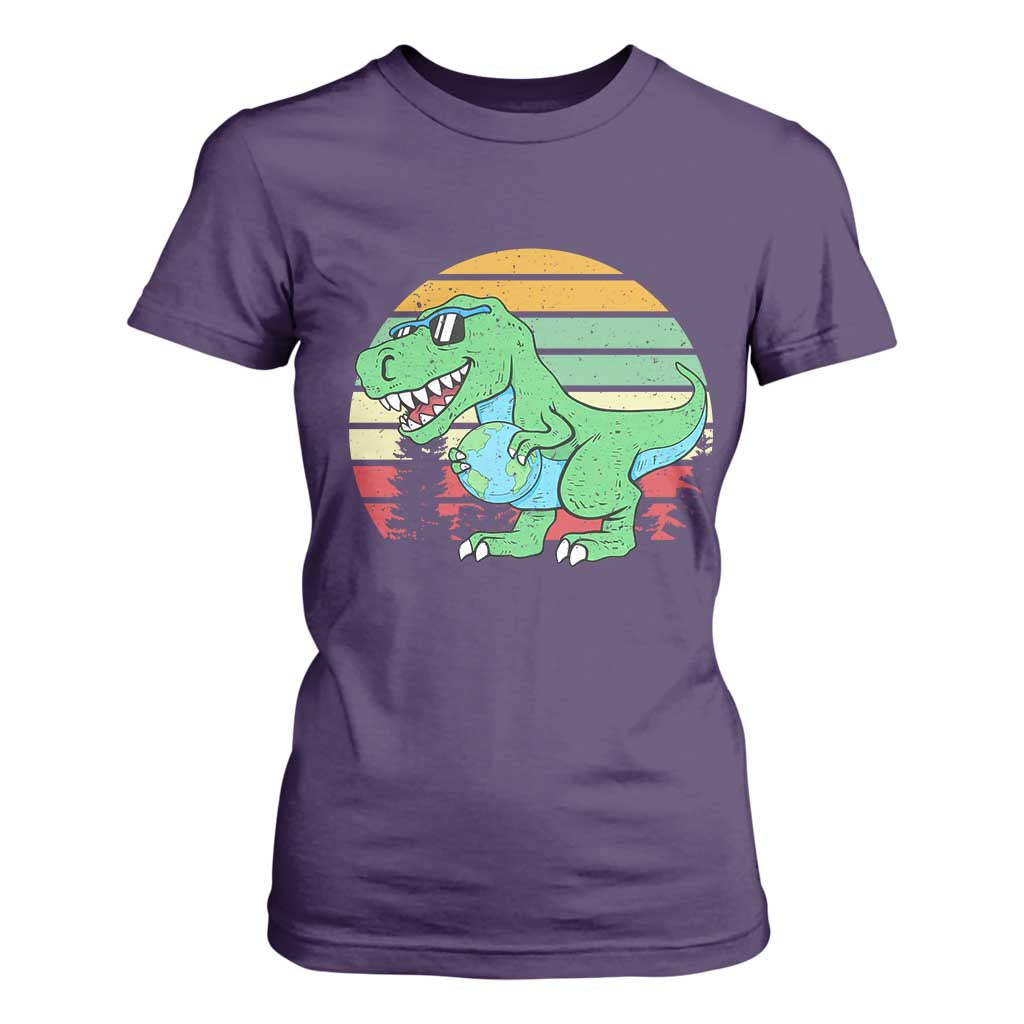 Funny Earth Day Dinosaur Lover T Shirt For Women Save The Planet TS12 Purple Print Your Wear