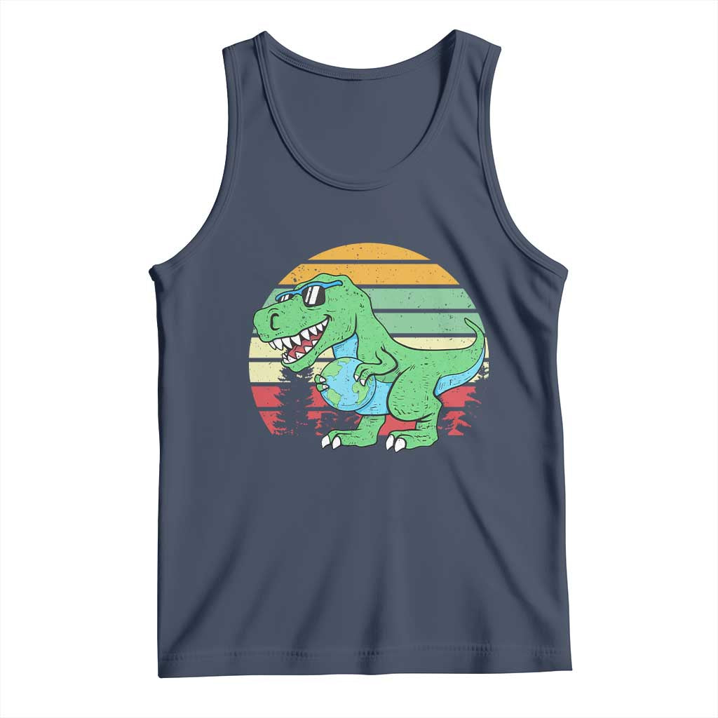 Funny Earth Day Dinosaur Lover Tank Top Save The Planet TS12 Navy Print Your Wear