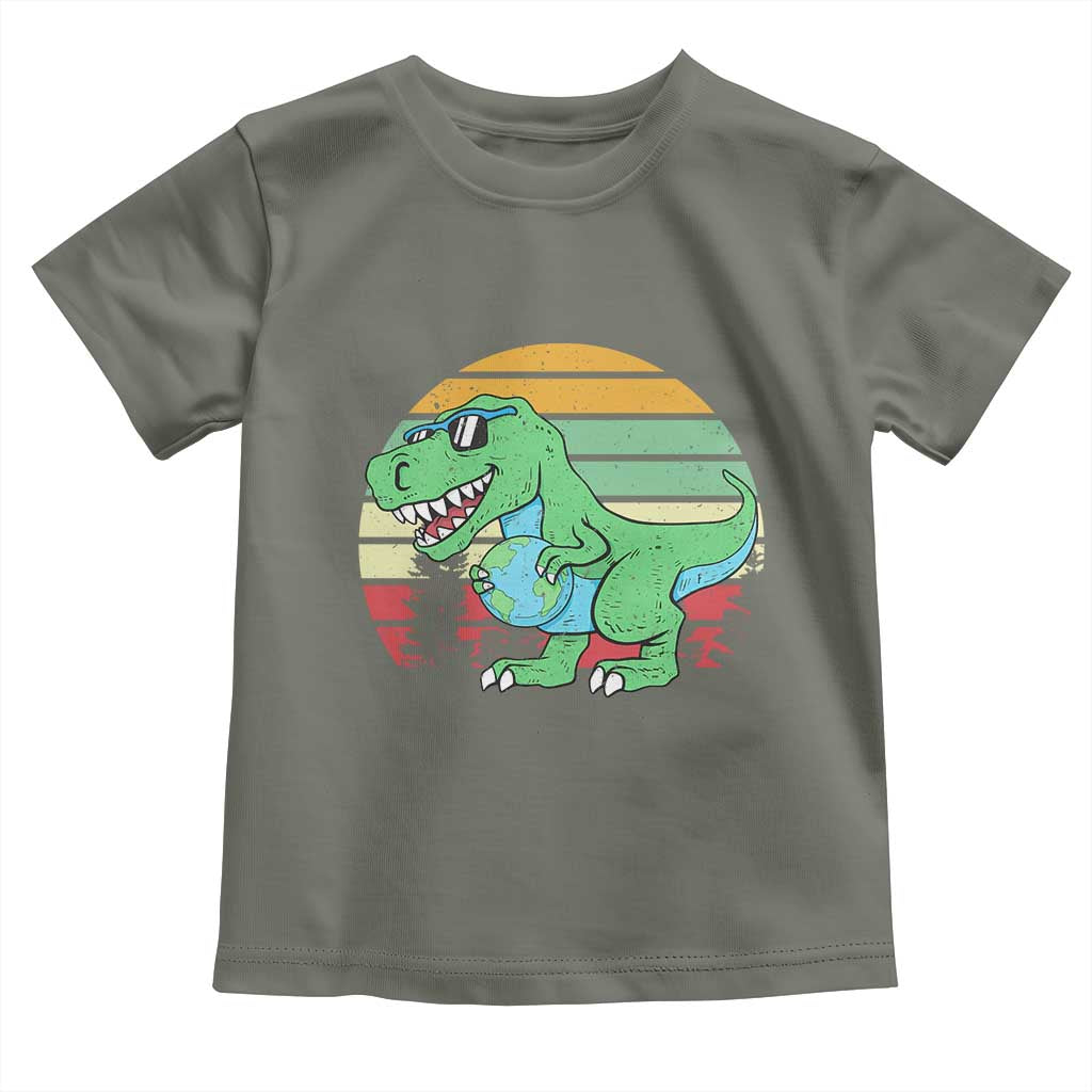 Funny Earth Day Dinosaur Lover Toddler T Shirt Save The Planet TS12 Military Green Print Your Wear