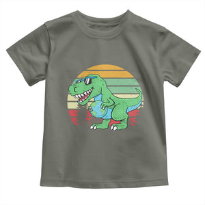 Funny Earth Day Dinosaur Lover Toddler T Shirt Save The Planet TS12 Military Green Print Your Wear