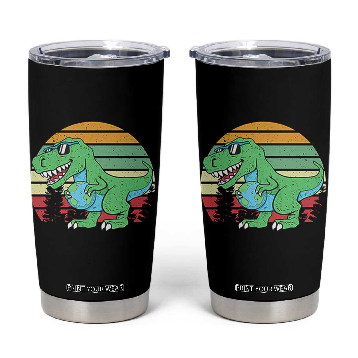 Funny Earth Day Dinosaur Lover Tumbler Cup Save The Planet TS12 Black Print Your Wear