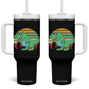 Funny Earth Day Dinosaur Lover Tumbler With Handle Save The Planet TS12 One Size: 40 oz Black Print Your Wear