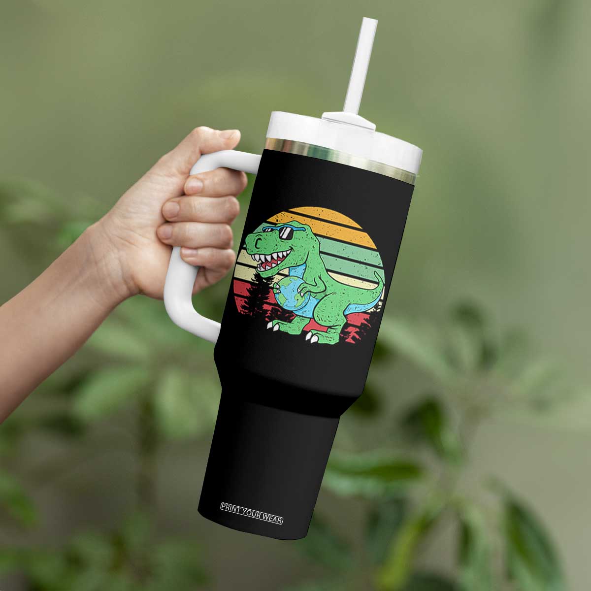 Funny Earth Day Dinosaur Lover Tumbler With Handle Save The Planet TS12 Print Your Wear