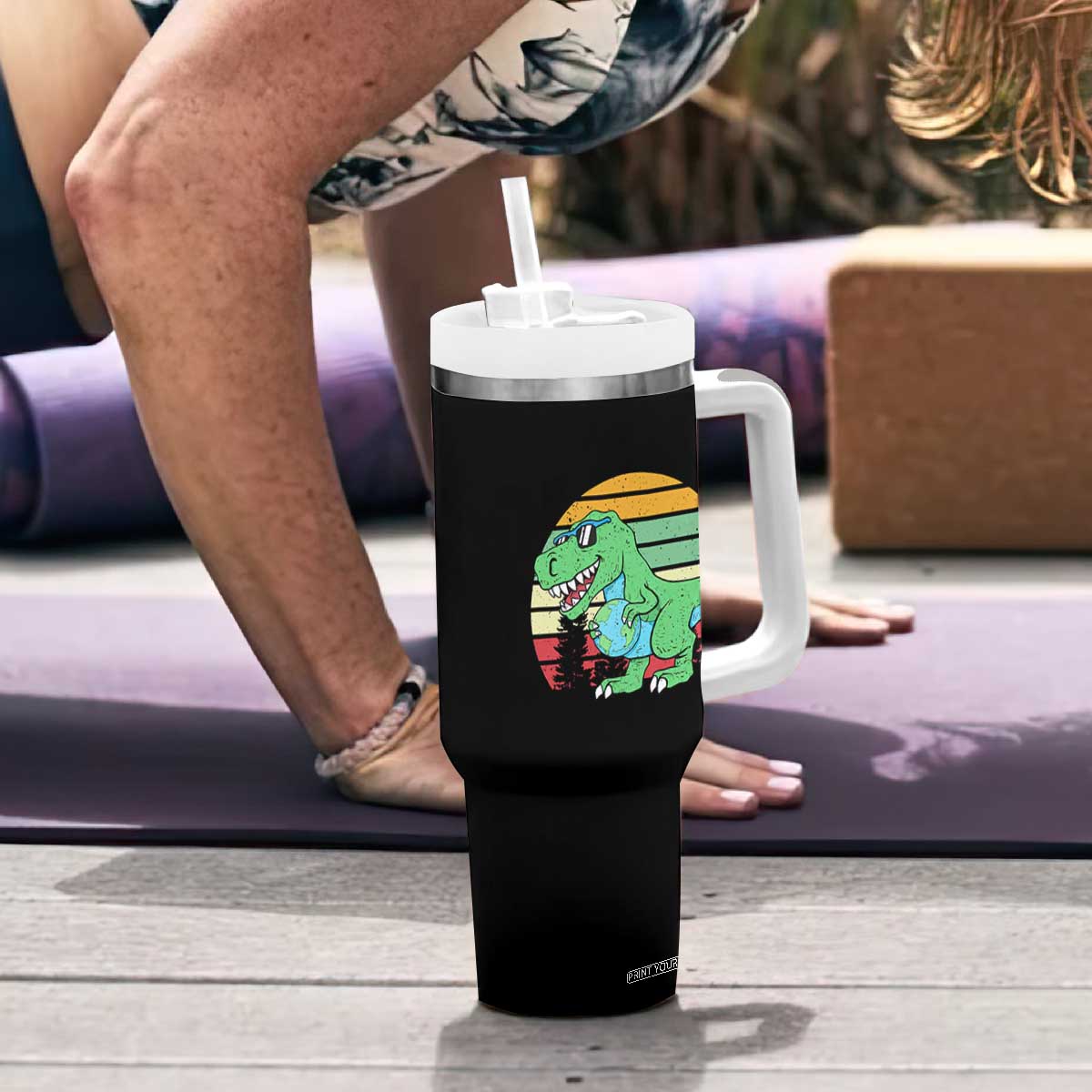 Funny Earth Day Dinosaur Lover Tumbler With Handle Save The Planet TS12 Print Your Wear
