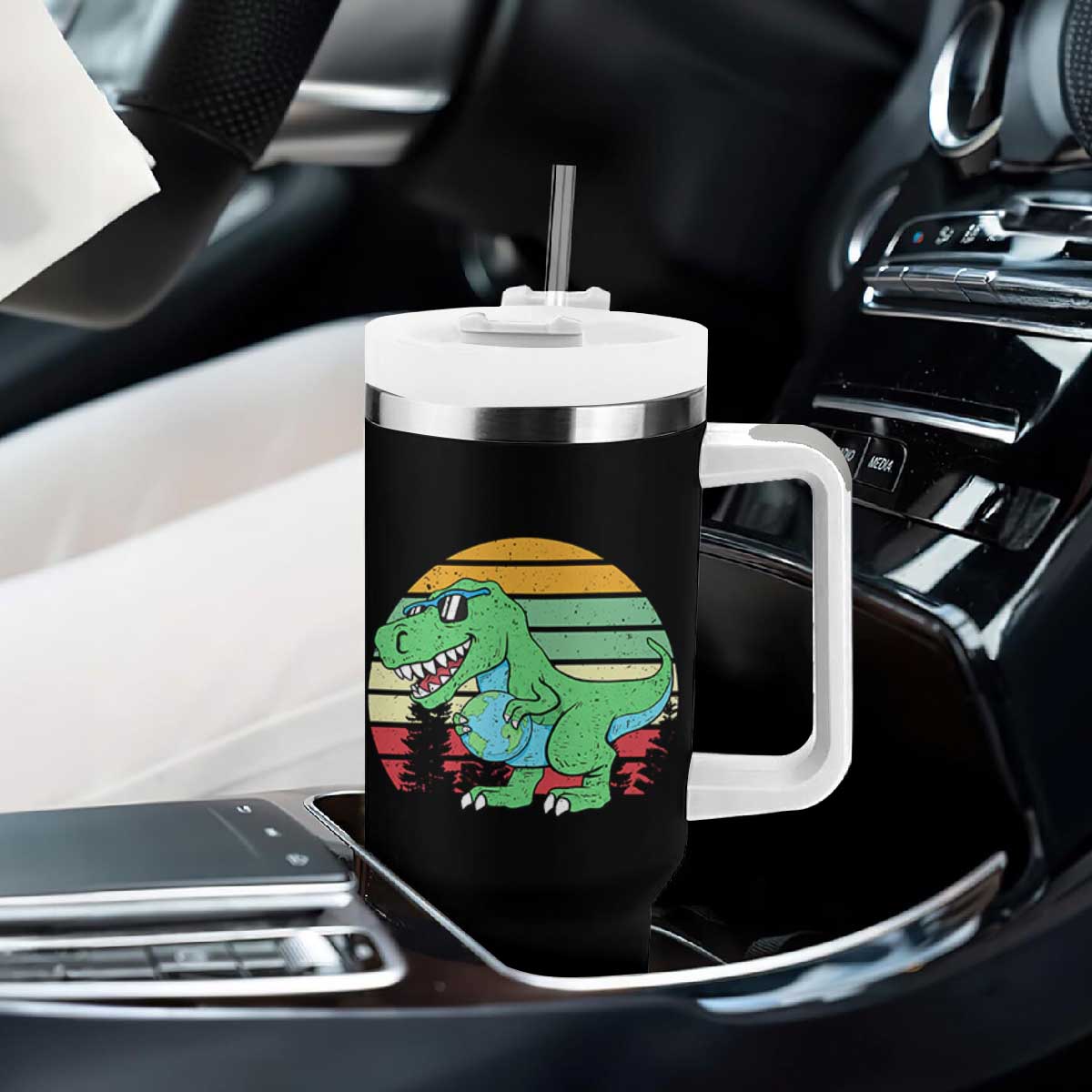 Funny Earth Day Dinosaur Lover Tumbler With Handle Save The Planet TS12 Print Your Wear