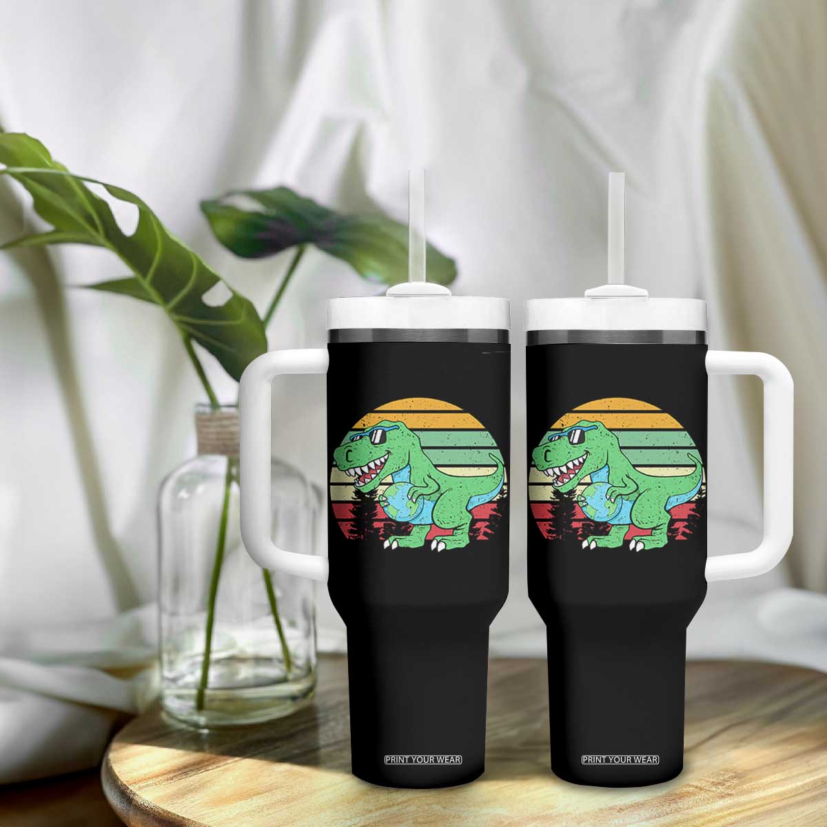 Funny Earth Day Dinosaur Lover Tumbler With Handle Save The Planet TS12 Print Your Wear