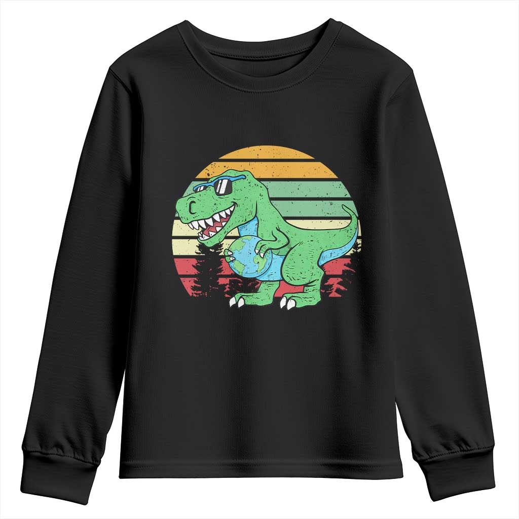 Funny Earth Day Dinosaur Lover Youth Sweatshirt Save The Planet TS12 Black Print Your Wear