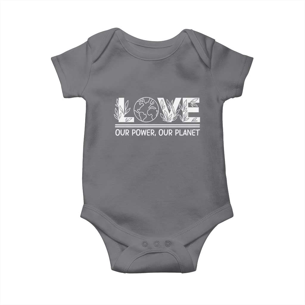 Our Power Our Planet Baby Onesie Earth Day Eco Friendly TS12 Charcoal Print Your Wear