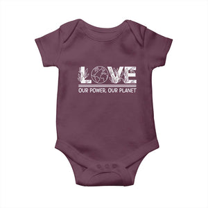 Our Power Our Planet Baby Onesie Earth Day Eco Friendly TS12 Maroon Print Your Wear