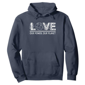 Our Power Our Planet Hoodie Earth Day Eco Friendly TS12 Navy Print Your Wear