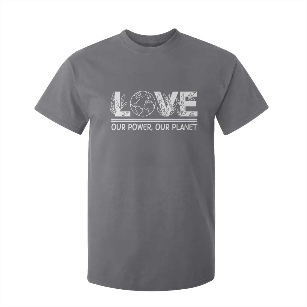 Our Power Our Planet T Shirt For Kid Earth Day Eco Friendly TS12 Charcoal Print Your Wear