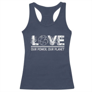 Our Power Our Planet Racerback Tank Top Earth Day Eco Friendly TS12 Navy Print Your Wear