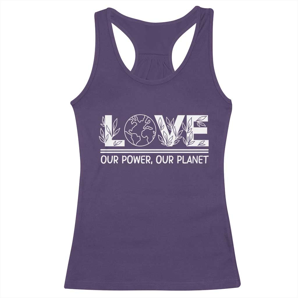 Our Power Our Planet Racerback Tank Top Earth Day Eco Friendly TS12 Purple Print Your Wear