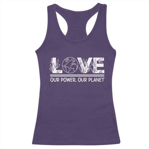 Our Power Our Planet Racerback Tank Top Earth Day Eco Friendly TS12 Purple Print Your Wear