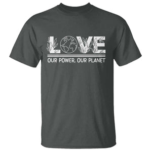 Our Power Our Planet T Shirt Earth Day Eco Friendly TS12 Dark Heather Print Your Wear