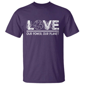 Our Power Our Planet T Shirt Earth Day Eco Friendly TS12 Purple Print Your Wear