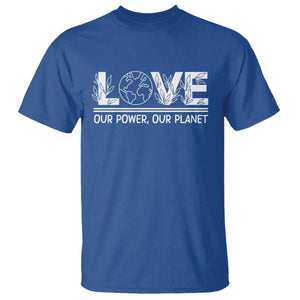 Our Power Our Planet T Shirt Earth Day Eco Friendly TS12 Royal Blue Print Your Wear