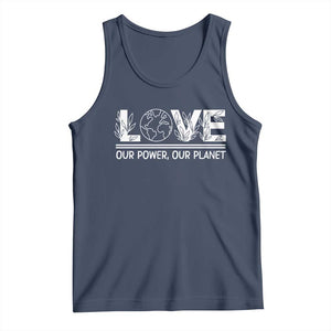 Our Power Our Planet Tank Top Earth Day Eco Friendly TS12 Navy Print Your Wear
