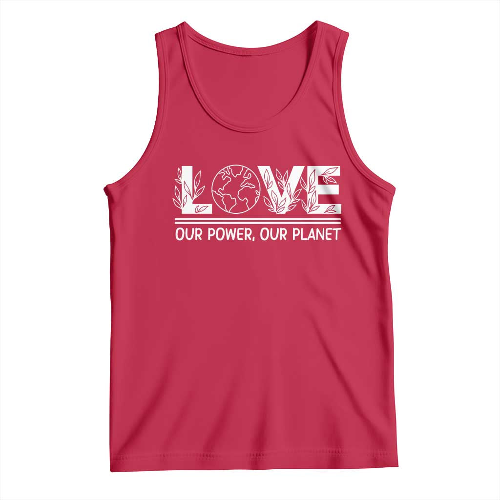 Our Power Our Planet Tank Top Earth Day Eco Friendly TS12 Red Print Your Wear