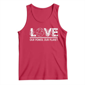 Our Power Our Planet Tank Top Earth Day Eco Friendly TS12 Red Print Your Wear