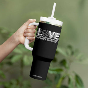 Our Power Our Planet Tumbler With Handle Earth Day Eco Friendly TS12 Print Your Wear
