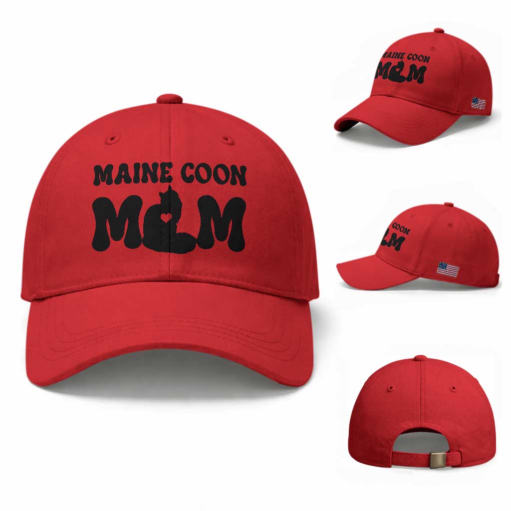 Maine Coon Mom Baseball Cap Cat Lover Gift For Her TS12 Baseball Cap Universal Fit Red Print Your Wear
