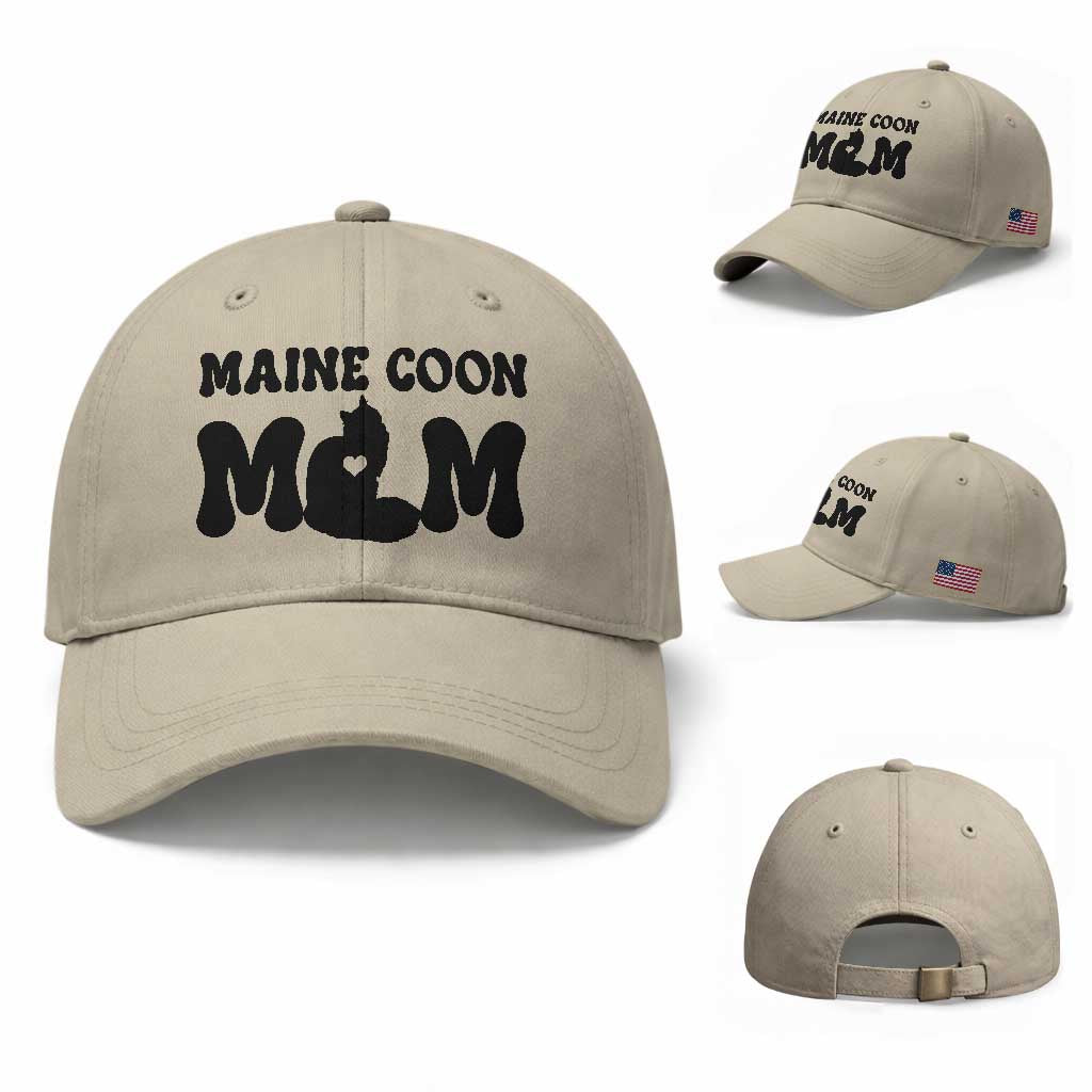 Maine Coon Mom Baseball Cap Cat Lover Gift For Her TS12 Baseball Cap Universal Fit Beige Print Your Wear