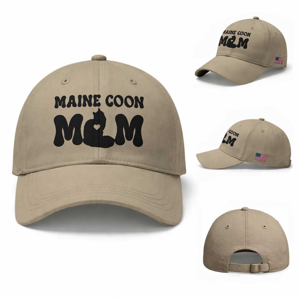 Maine Coon Mom Baseball Cap Cat Lover Gift For Her TS12 Baseball Cap Universal Fit Khaki Print Your Wear